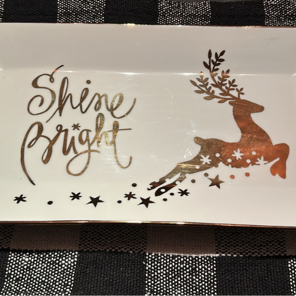 Gold Reindeer Decorative Tray